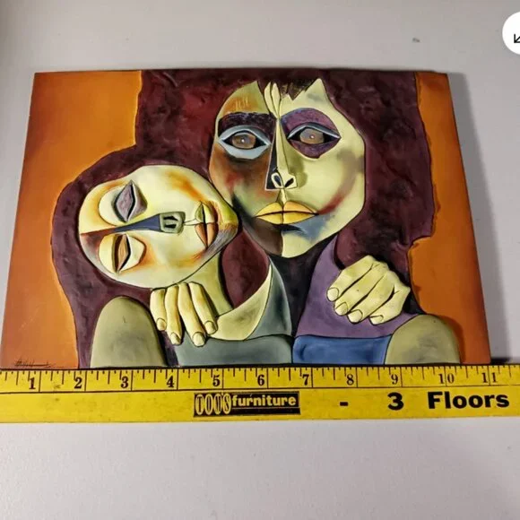 Tile Sculpture Ceramic Pottery La Ternura Oswaldo Guayasamin Ecuador 3D Modern - Picture 4 of 13